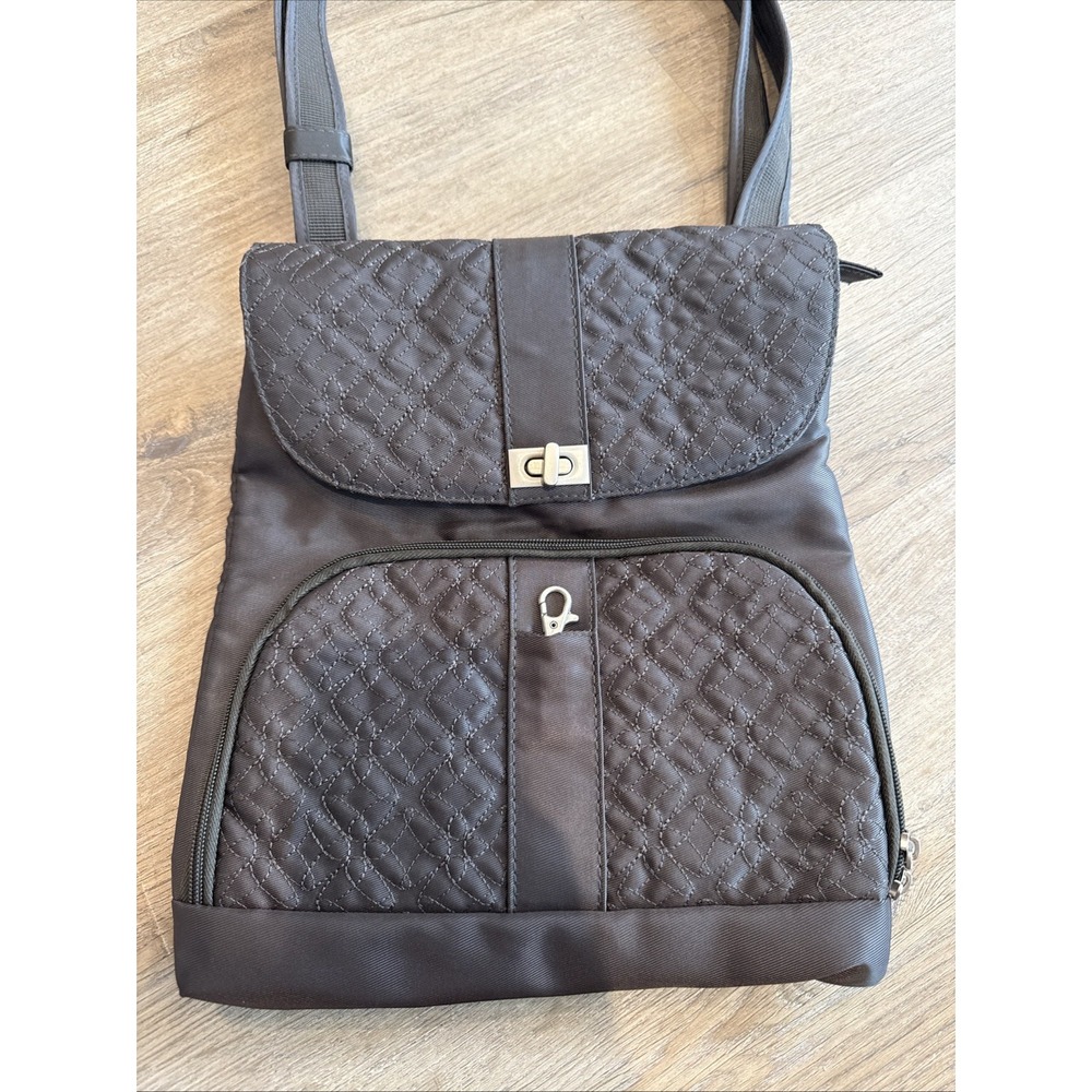 Travelon Women's Anti-Theft Signature Messenger Purse Bag New Taupe Gray
